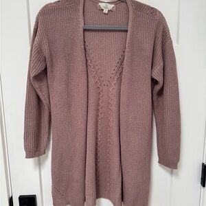 Pink Rose Pink Ribbed Cardigan Sweater